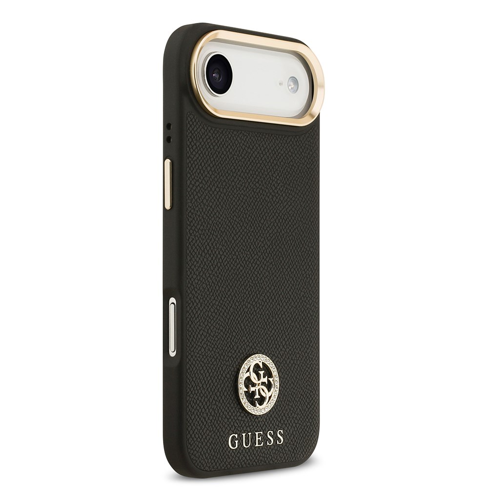 Apple iPhone 17 Air Kılıf Guess Orjinal Lisanslı M-safe Şarj Özellikli Grained Yazı ve Taşlı 4G Logolu Kapak