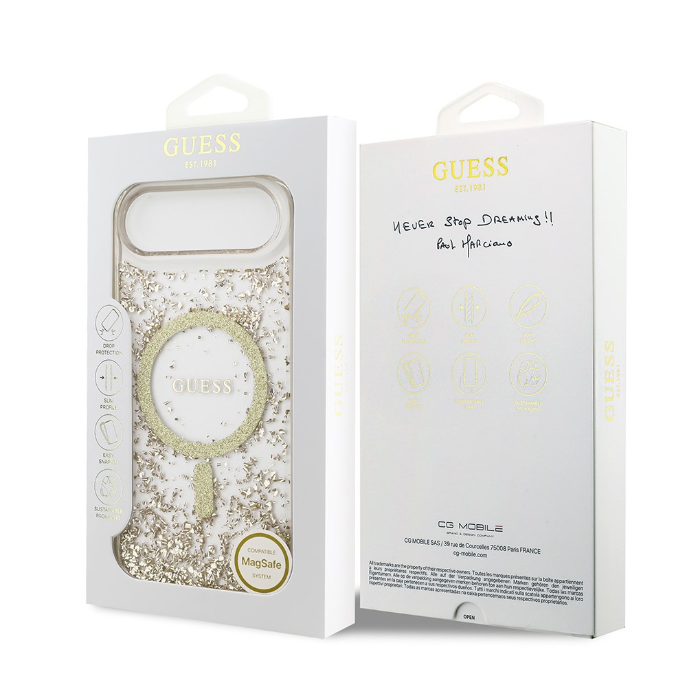 Apple iPhone 17 Air Kılıf Guess Orjinal Lisanslı M-safe Şarj Özellikli Transparan Resin Bottom Kapak
