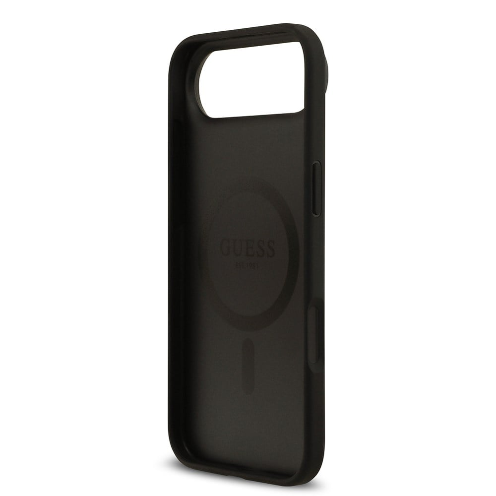 Apple iPhone 17 Air Kılıf Guess Orjinal Lisanslı M-safe Şarj Özellikli Taneli Çiçek Tasarımlı Metal Yazı Logolu Kapak
