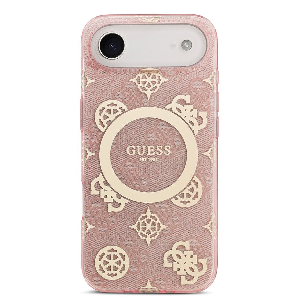 Apple iPhone 17 Air Kılıf Guess Orjinal Lisanslı M-safe Şarj Özellikli IML Peony ve 4G Desenli Klasik Logolu Kapak