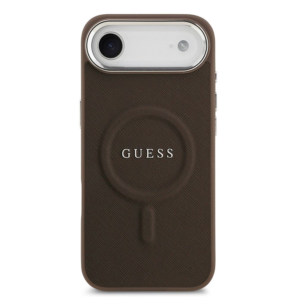 Apple iPhone 17 Air Kılıf Guess Orjinal Lisanslı M-safe Şarj Özellikli Klasik Yazı Logolu PU Deri Kapak