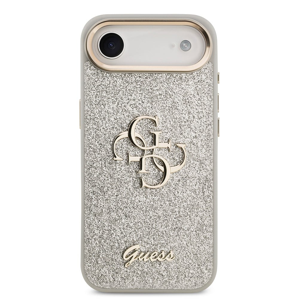 Apple iPhone 17 Air Kılıf Guess Orjinal Lisanslı 4G Büyük Metal Kamera Çerçeveli ve Logolu Glitter Kapak