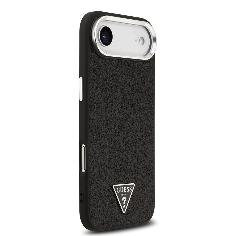 Apple iPhone 17 Air Kılıf Guess Orjinal Lisanslı M-safe Şarj Özellikli Metal Kamera Çerçeveli Üçgen Logolu Glitter Kapak