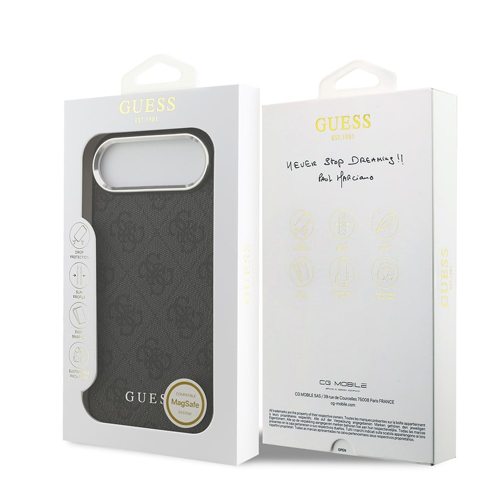 Apple iPhone 17 Air Kılıf Guess Orjinal Lisanslı M-safe Şarj Özellikli 4G Klasik Yazı Logolu Kapak