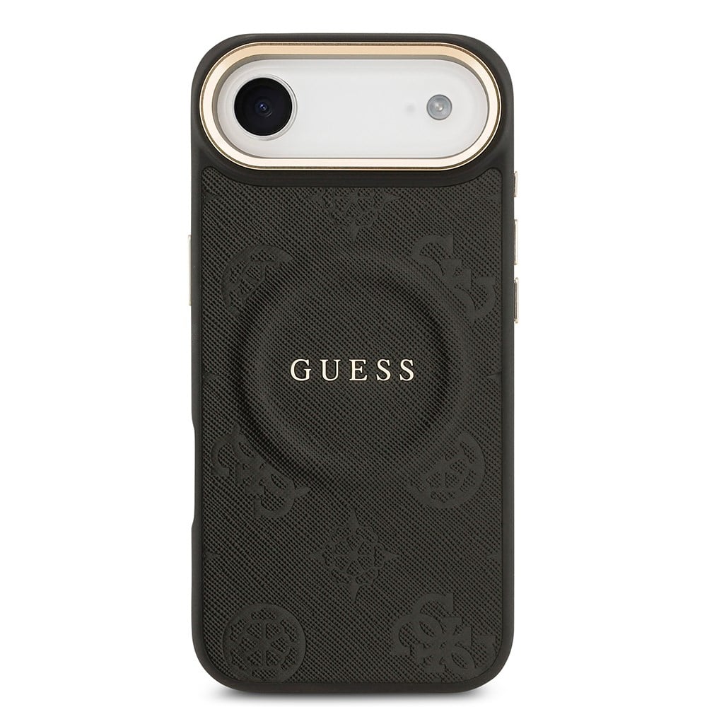 Apple iPhone 17 Air Kılıf Guess Orjinal Lisanslı M-safe Şarj Özellikli Sıcak Baskılı Yazı Logolu PU Deri Peony Kapak