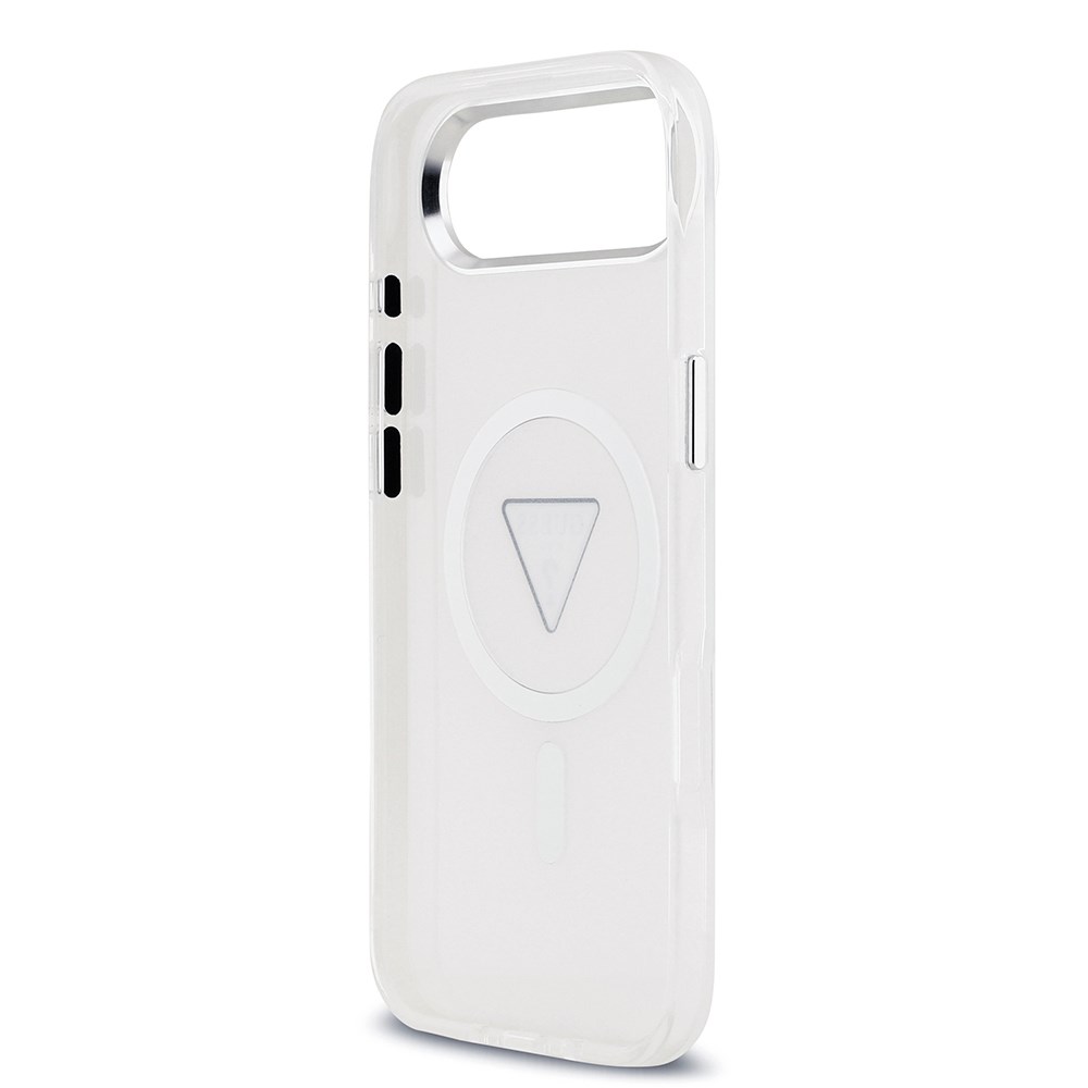 Apple iPhone 17 Air Kılıf Guess Orjinal Lisanslı M-safe Şarj Özellikli IML Baskılı Üçgen Logolu Metal Kamera Çerçeveli Kapak