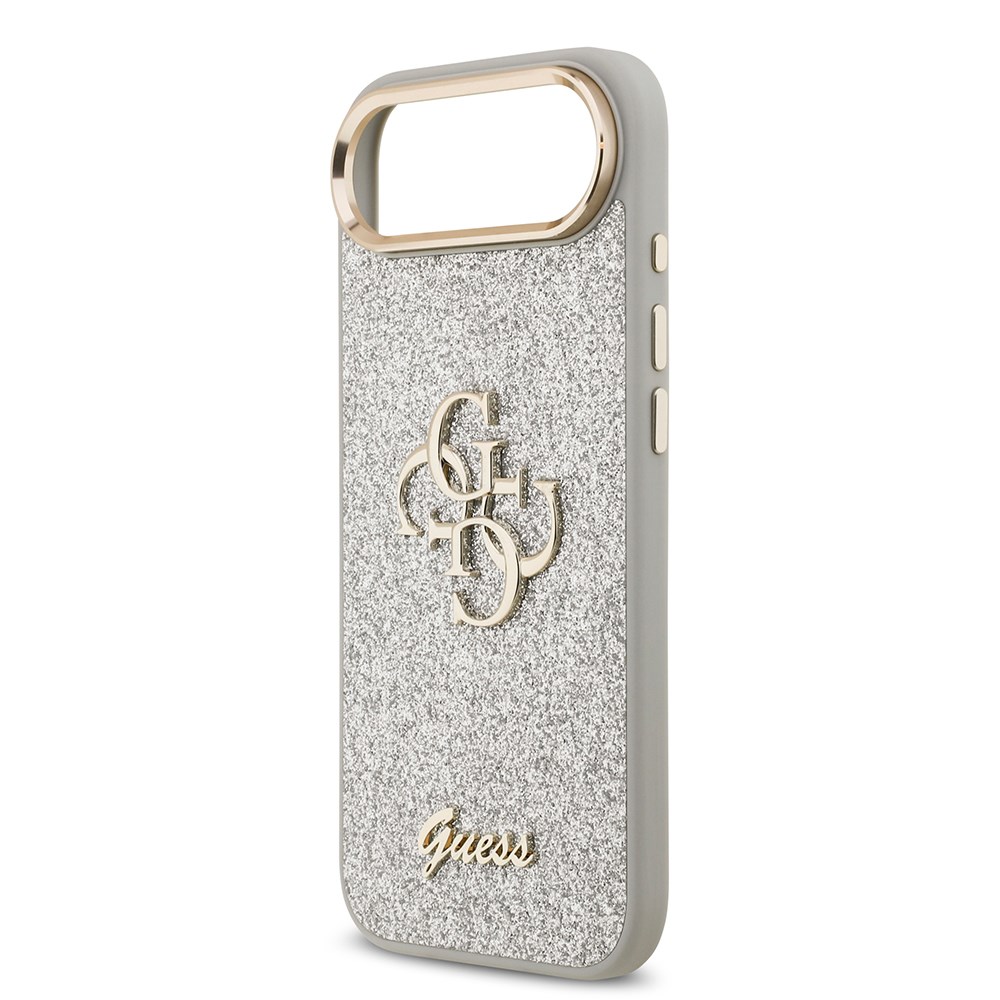 Apple iPhone 17 Air Kılıf Guess Orjinal Lisanslı 4G Büyük Metal Kamera Çerçeveli ve Logolu Glitter Kapak