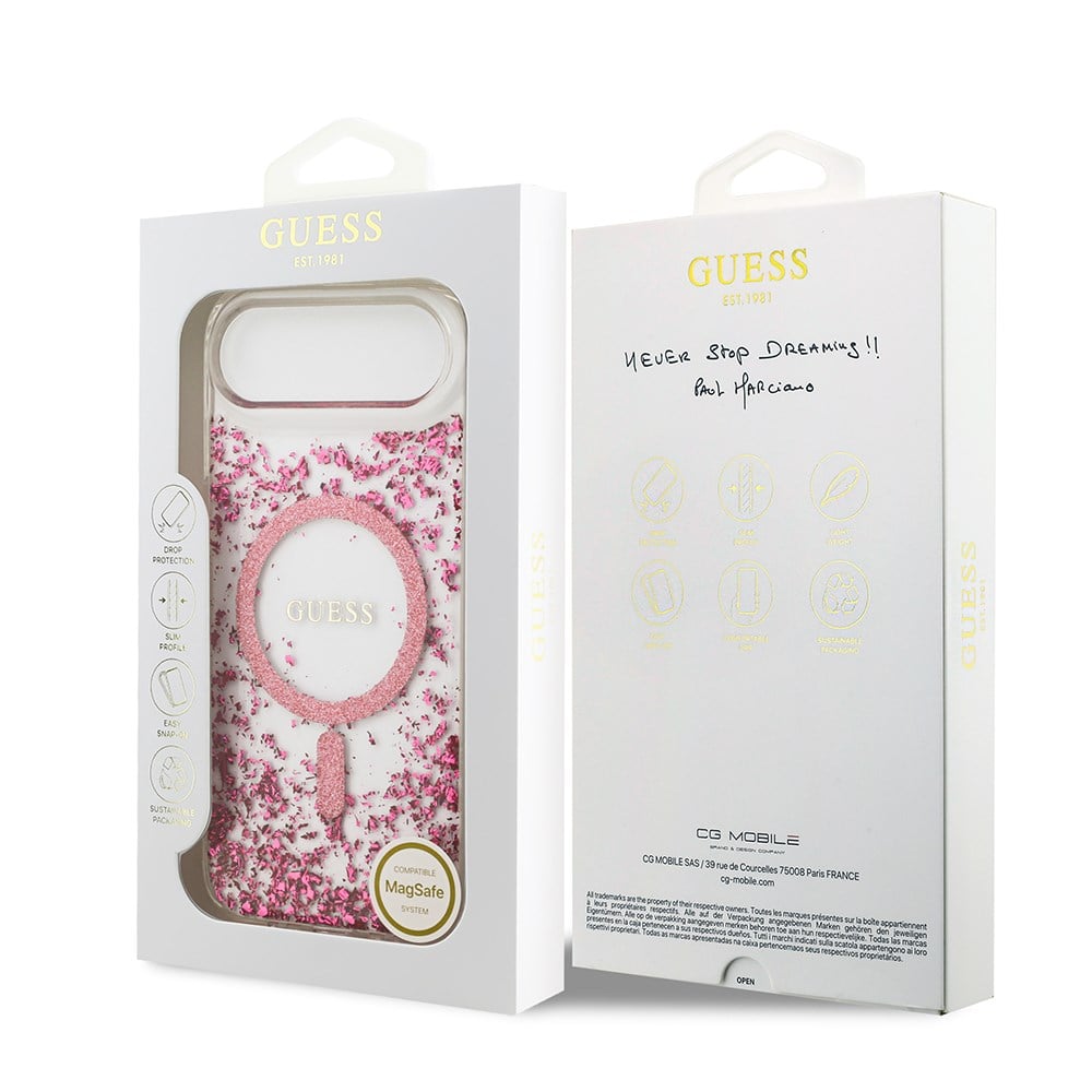 Apple iPhone 17 Air Kılıf Guess Orjinal Lisanslı M-safe Şarj Özellikli Transparan Resin Bottom Kapak