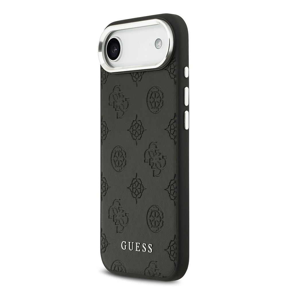 Apple iPhone 17 Air Kılıf Guess Orjinal Lisanslı M-safe Şarj Özellikli Sıcak Baskılı Klasik Yazı Logolu PU Deri Peony Kapak