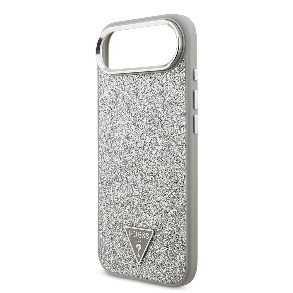 Apple iPhone 17 Air Kılıf Guess Orjinal Lisanslı M-safe Şarj Özellikli Metal Kamera Çerçeveli Üçgen Logolu Glitter Kapak