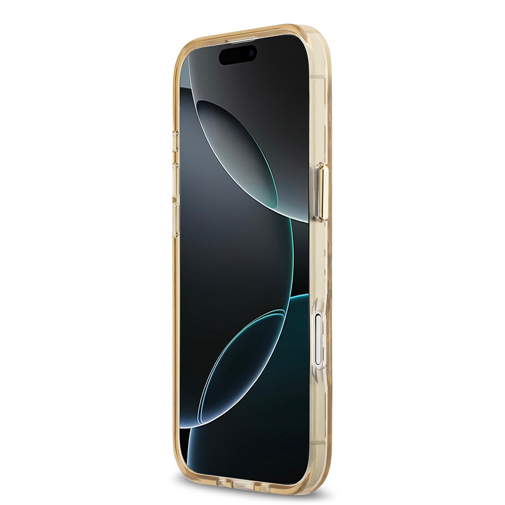 Apple iPhone 17 Air Kılıf Guess Orjinal Lisanslı M-safe Şarj Özellikli Üçgen Logolu Simli Leopar Desenli Kapak
