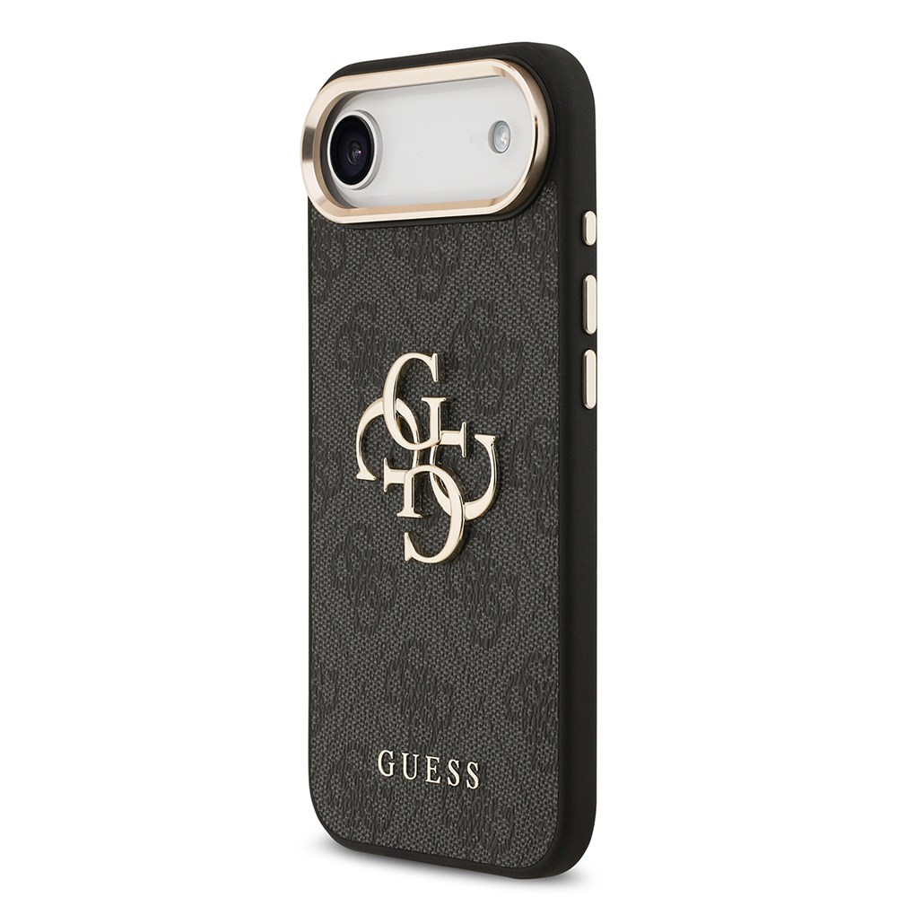 Apple iPhone 17 Air Kılıf Guess Orjinal Lisanslı Gold Metal Kamera Çerçeveli 4G Desenli Metal Büyük 4G ve Yazı Logolu Kapak