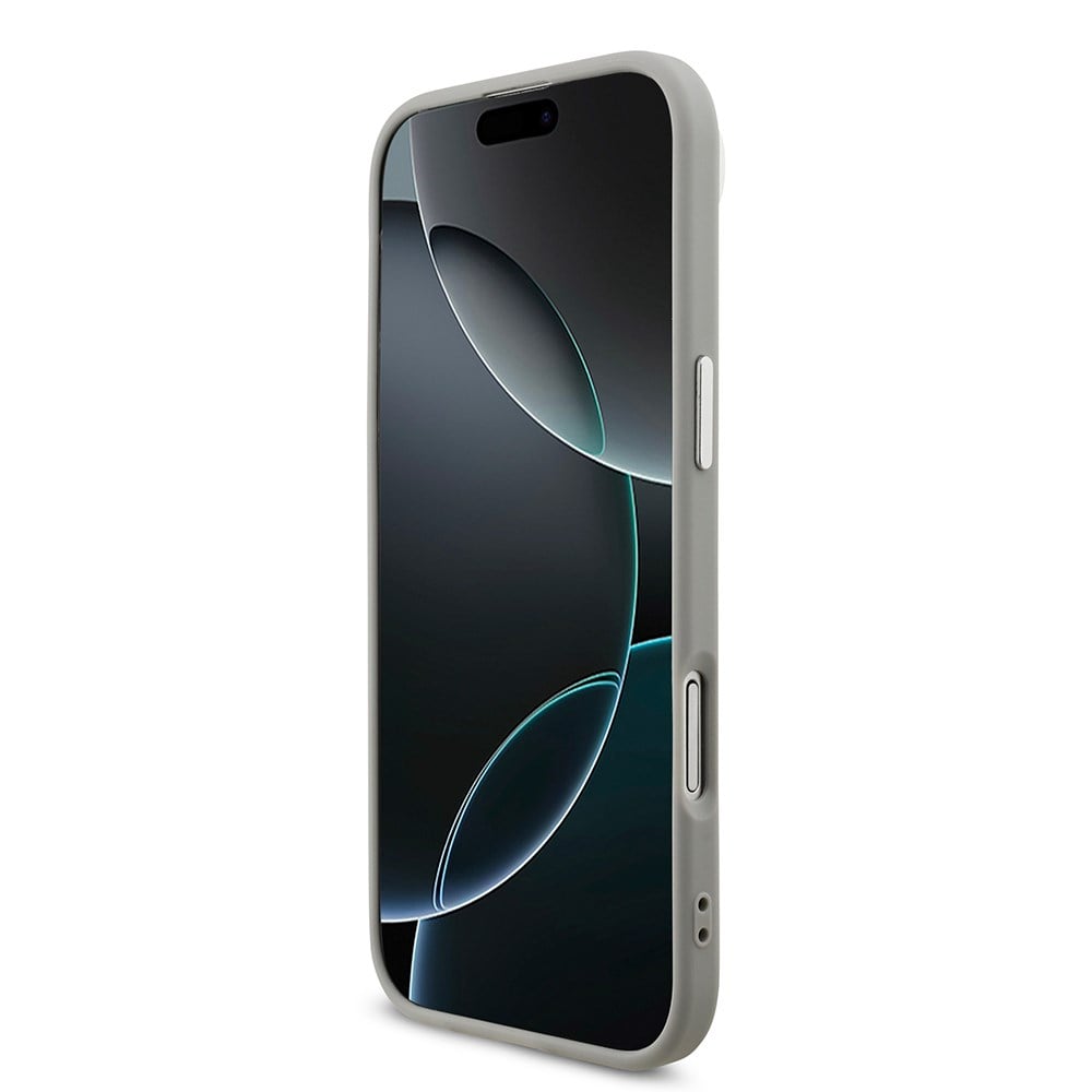 Apple iPhone 17 Air Kılıf Guess Orjinal Lisanslı M-safe Şarj Özellikli Metal Kamera Çerçeveli Üçgen Logolu Glitter Kapak