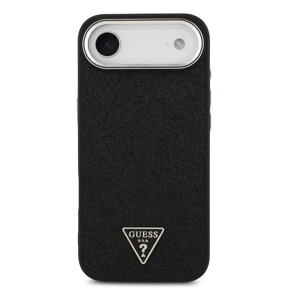 Apple iPhone 17 Air Kılıf Guess Orjinal Lisanslı M-safe Şarj Özellikli Metal Kamera Çerçeveli Üçgen Logolu Glitter Kapak