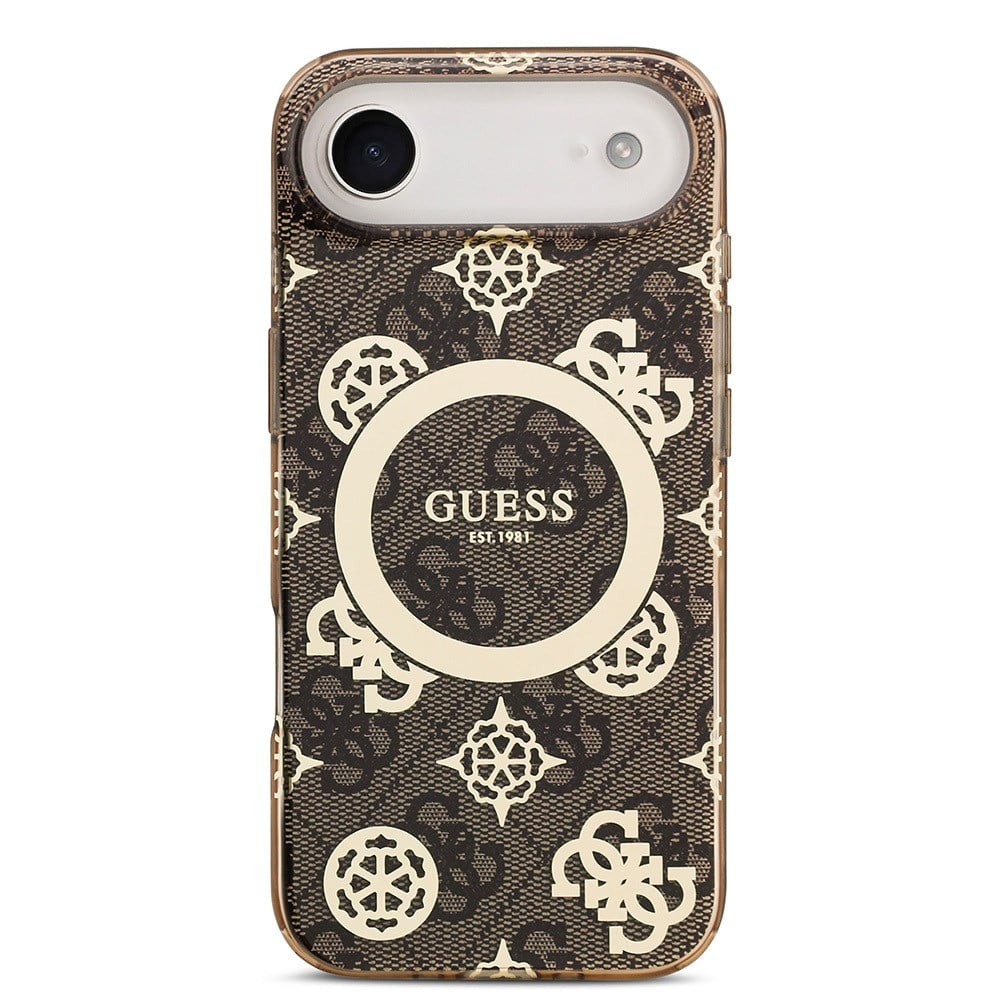Apple iPhone 17 Air Kılıf Guess Orjinal Lisanslı M-safe Şarj Özellikli IML Peony ve 4G Desenli Klasik Logolu Kapak