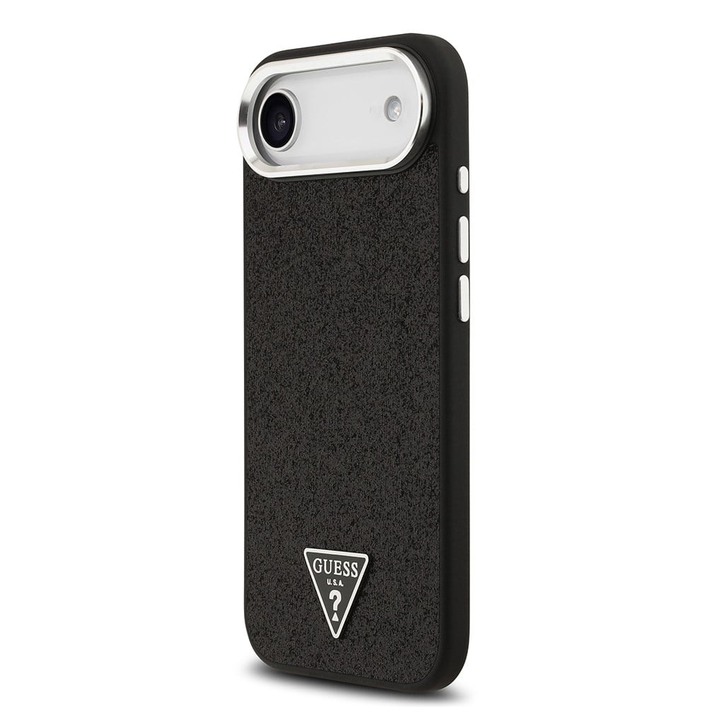 Apple iPhone 17 Air Kılıf Guess Orjinal Lisanslı M-safe Şarj Özellikli Metal Kamera Çerçeveli Üçgen Logolu Glitter Kapak