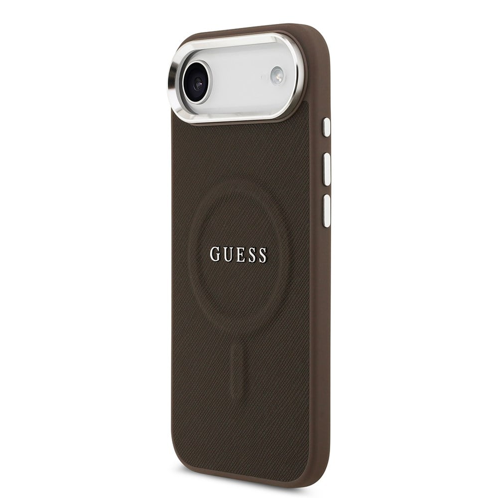 Apple iPhone 17 Air Kılıf Guess Orjinal Lisanslı M-safe Şarj Özellikli Klasik Yazı Logolu PU Deri Kapak