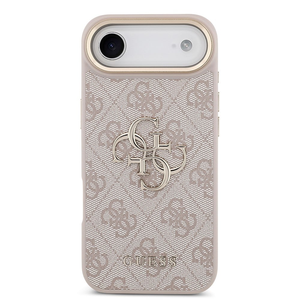 Apple iPhone 17 Air Kılıf Guess Orjinal Lisanslı Gold Metal Kamera Çerçeveli 4G Desenli Metal Büyük 4G ve Yazı Logolu Kapak