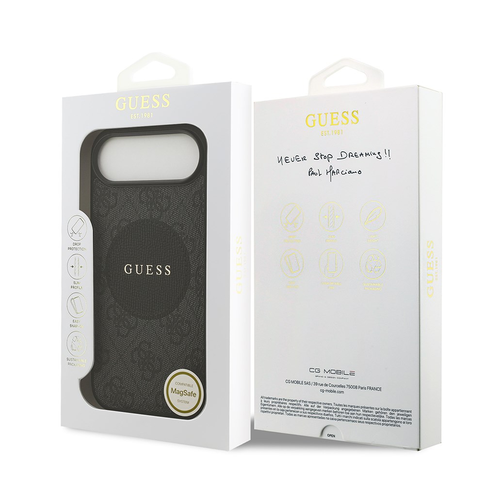 Apple iPhone 17 Air Kılıf Guess Orjinal Lisanslı M-safe Şarj Özellikli Yazı Logolu Circle Classic Kapak