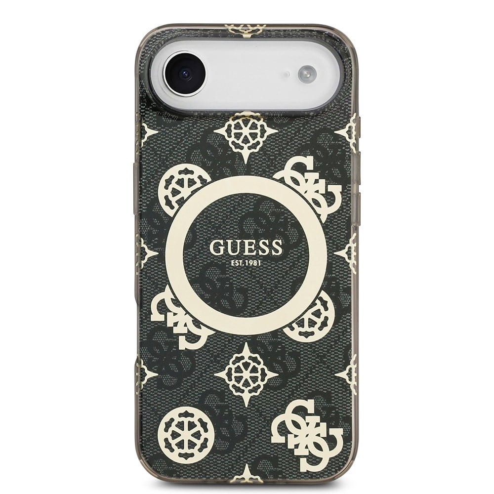 Apple iPhone 17 Air Kılıf Guess Orjinal Lisanslı M-safe Şarj Özellikli IML Peony ve 4G Desenli Klasik Logolu Kapak