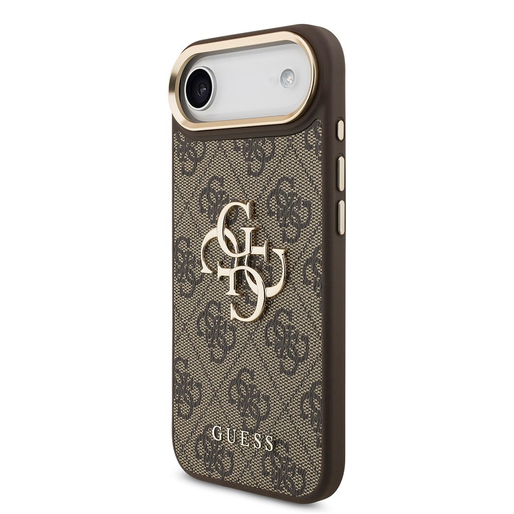 Apple iPhone 17 Air Kılıf Guess Orjinal Lisanslı Gold Metal Kamera Çerçeveli 4G Desenli Metal Büyük 4G ve Yazı Logolu Kapak