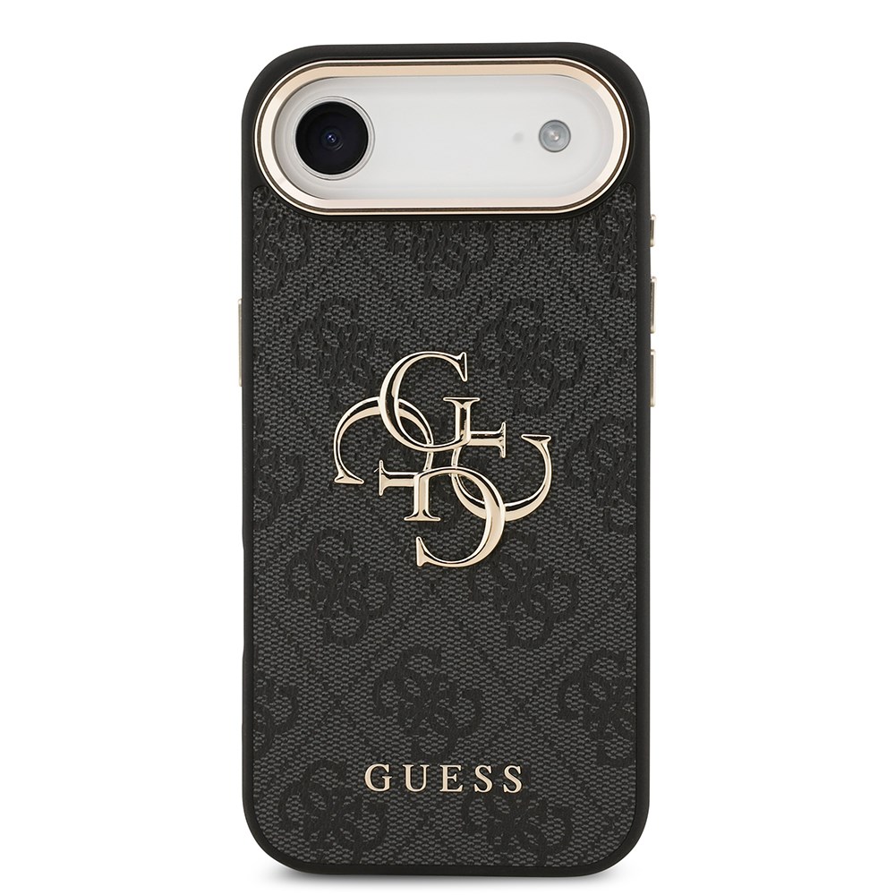 Apple iPhone 17 Air Kılıf Guess Orjinal Lisanslı Gold Metal Kamera Çerçeveli 4G Desenli Metal Büyük 4G ve Yazı Logolu Kapak
