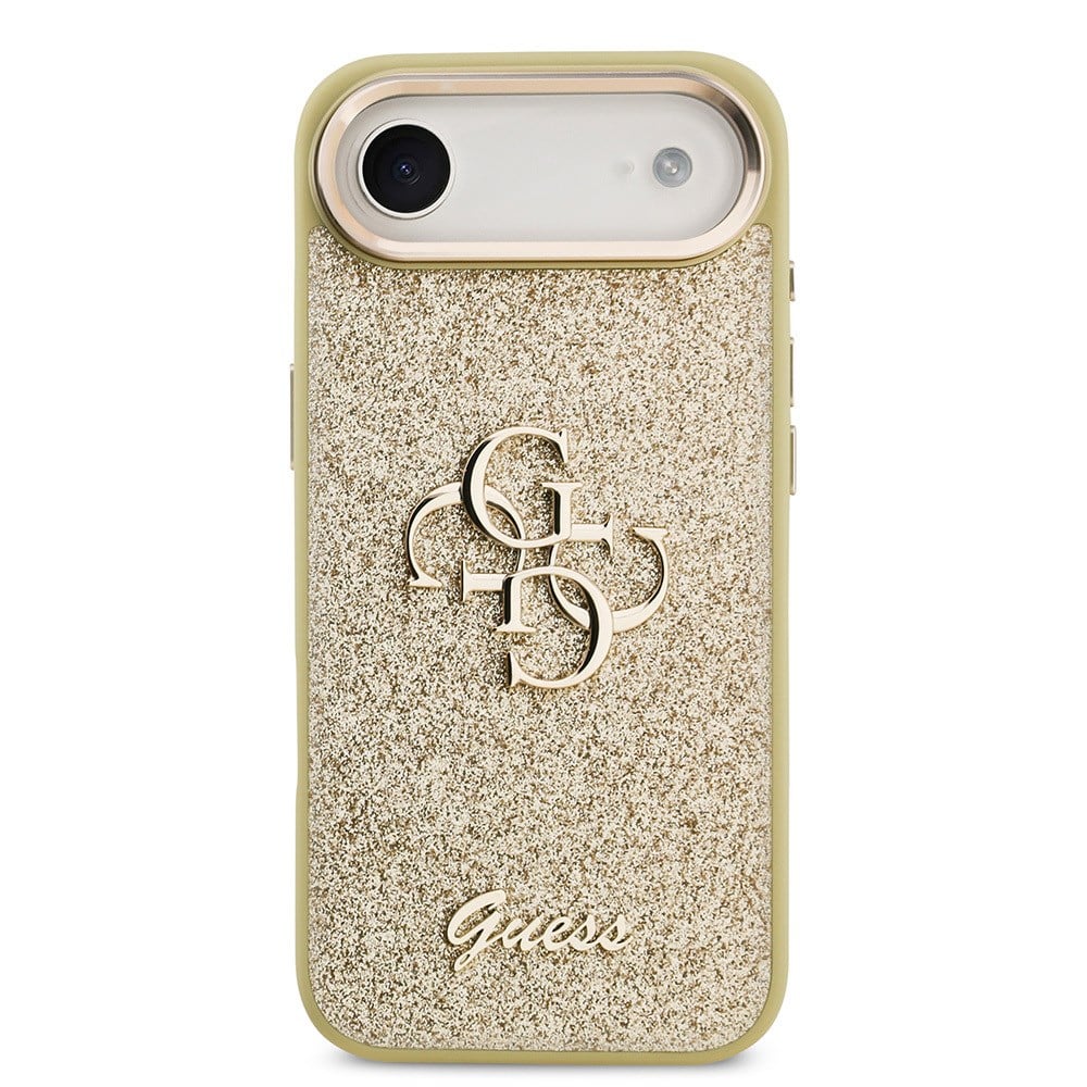 Apple iPhone 17 Air Kılıf Guess Orjinal Lisanslı 4G Büyük Metal Kamera Çerçeveli ve Logolu Glitter Kapak