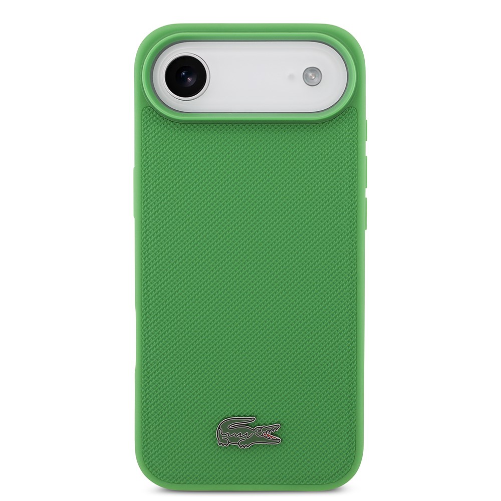 Apple iPhone 17 Air Kılıf Lacoste Orjinal Lisanslı M-safe Şarj Özellikli PU Pike Desenli Metal Logolu Kartlıklı Kapak