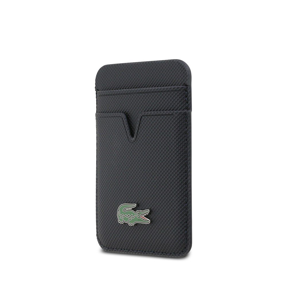 Apple iPhone 17 Air Kılıf Lacoste Orjinal Lisanslı M-safe Şarj Özellikli PU Pike Desenli Metal Logolu Kartlıklı Kapak