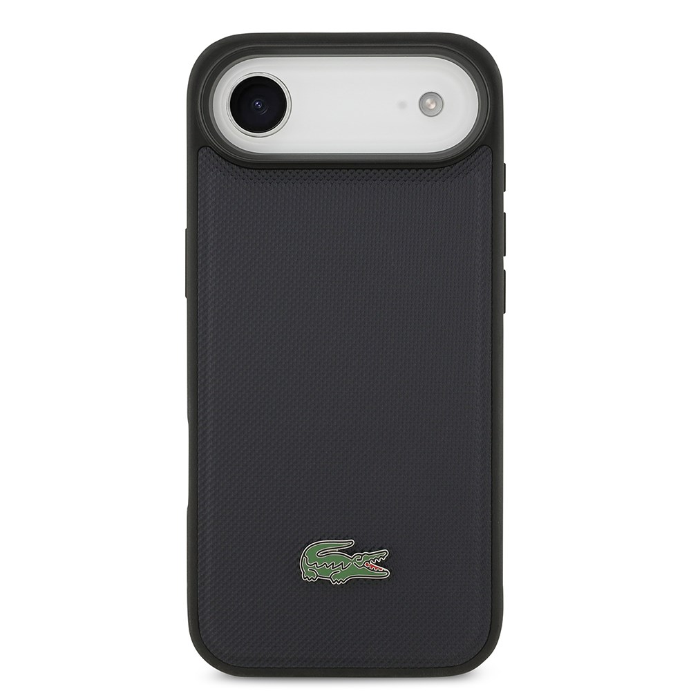 Apple iPhone 17 Air Kılıf Lacoste Orjinal Lisanslı M-safe Şarj Özellikli PU Pike Desenli Metal Logolu Kartlıklı Kapak