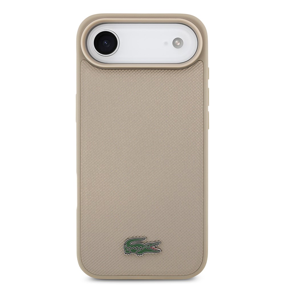 Apple iPhone 17 Air Kılıf Lacoste Orjinal Lisanslı M-safe Şarj Özellikli PU Pike Desenli Metal Logolu Kartlıklı Kapak