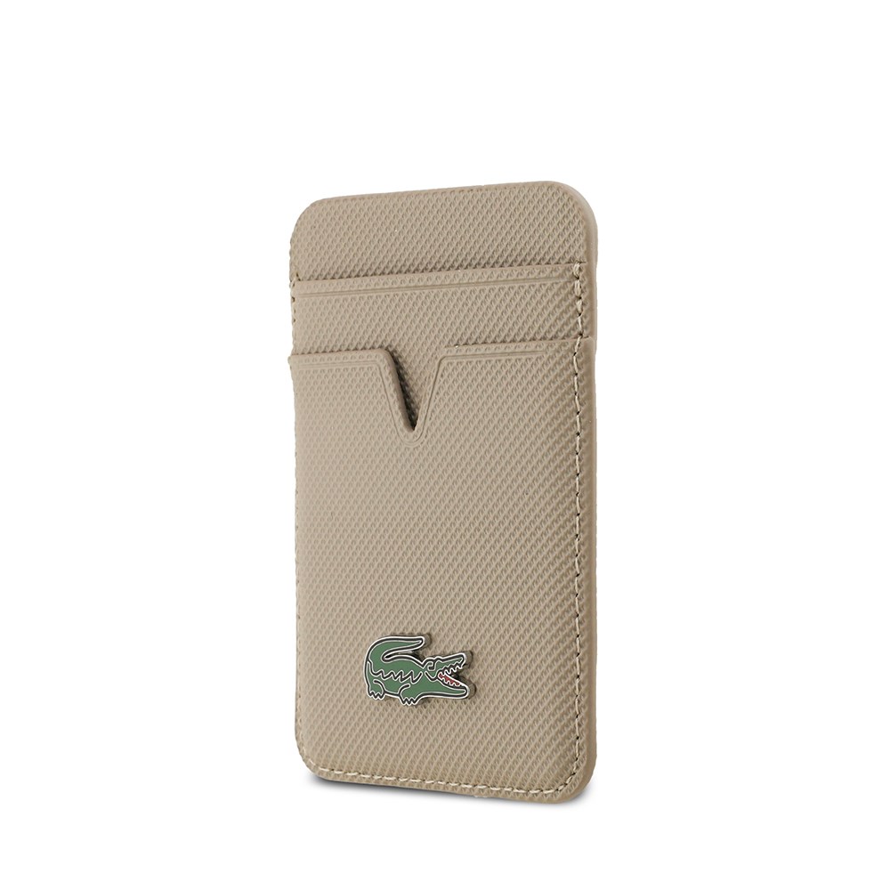 Apple iPhone 17 Air Kılıf Lacoste Orjinal Lisanslı M-safe Şarj Özellikli PU Pike Desenli Metal Logolu Kartlıklı Kapak
