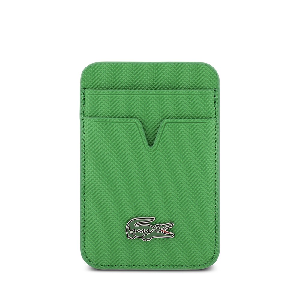 Apple iPhone 17 Air Kılıf Lacoste Orjinal Lisanslı M-safe Şarj Özellikli PU Pike Desenli Metal Logolu Kartlıklı Kapak