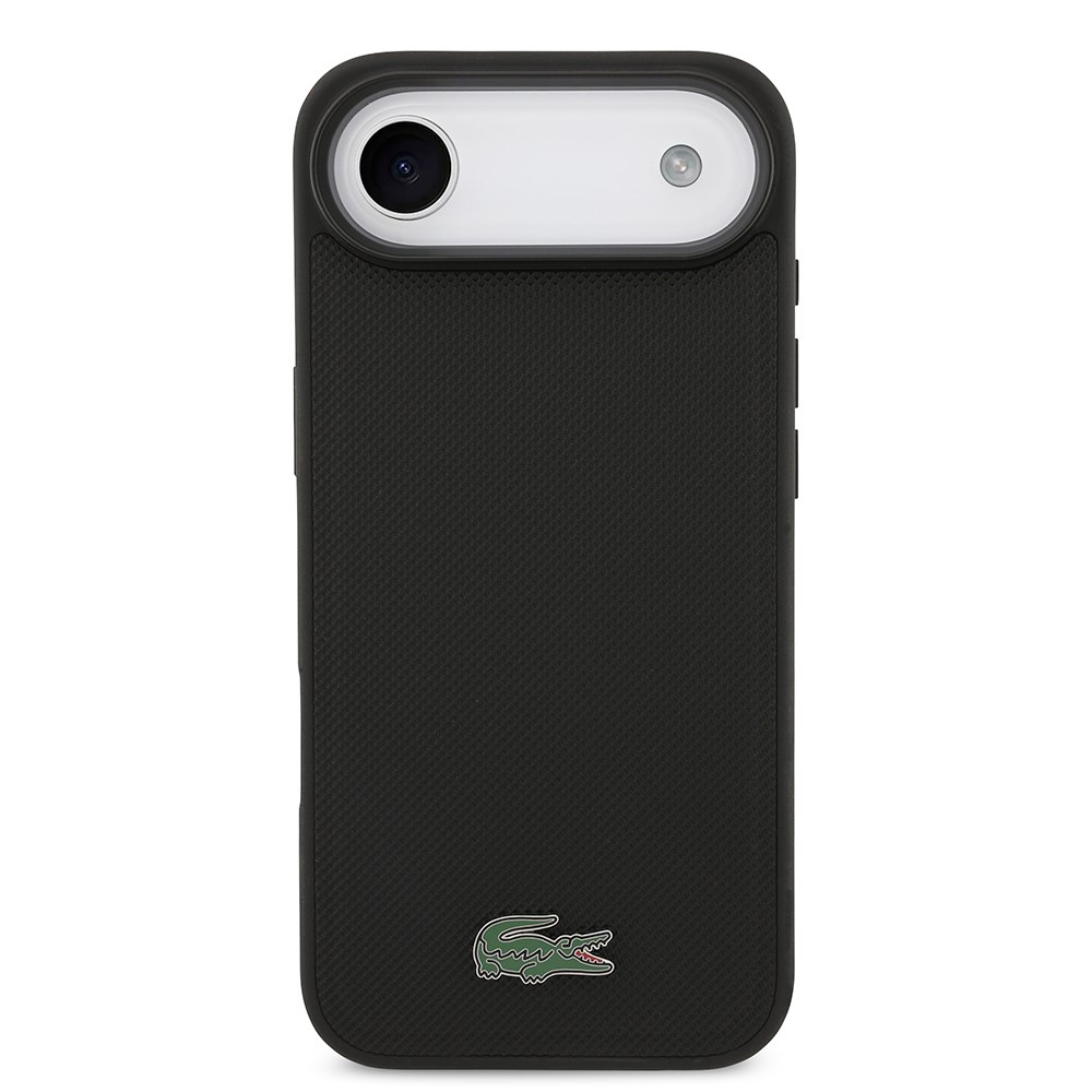 Apple iPhone 17 Air Kılıf Lacoste Orjinal Lisanslı M-safe Şarj Özellikli PU Pike Desenli Metal Logolu Kartlıklı Kapak