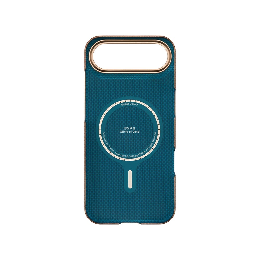 Apple iPhone 17 Air Kılıf M-safe Şarj Özellikli Aramid Fiber Pitaka Glints of Gold Ultra Slim Serisi Kapak