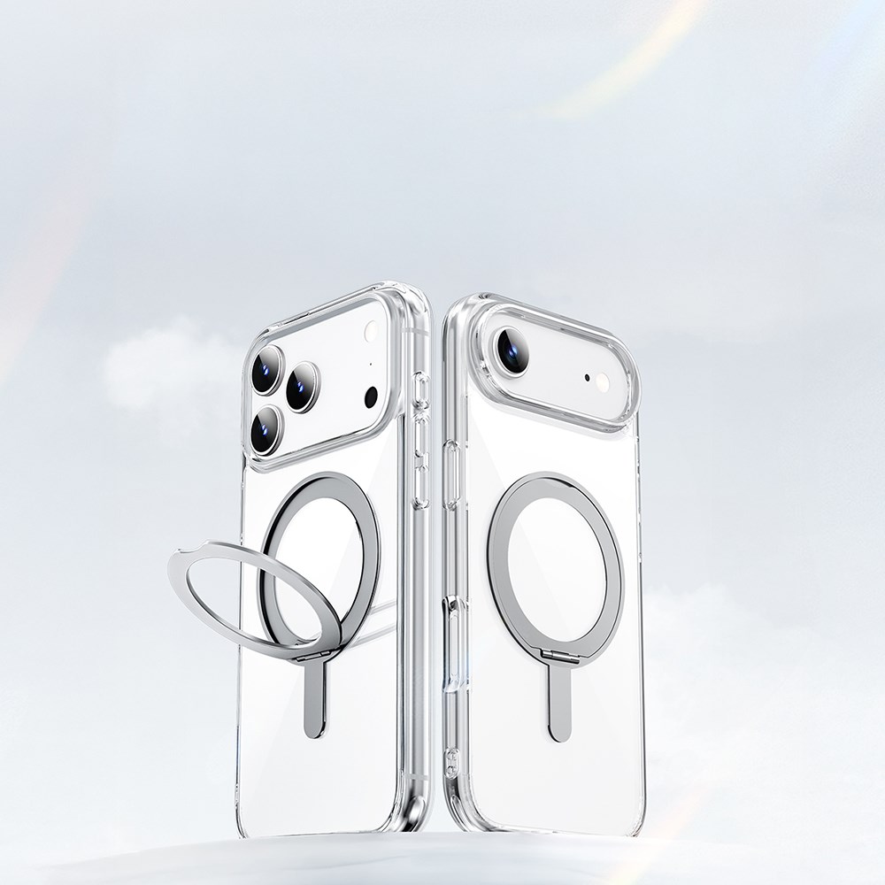 Apple iPhone 17 Air Kılıf M-safe Şarj Özellikli Wiwu MCC-201 iShield Ultra Serisi Standlı Crystal Sert PC Kapak
