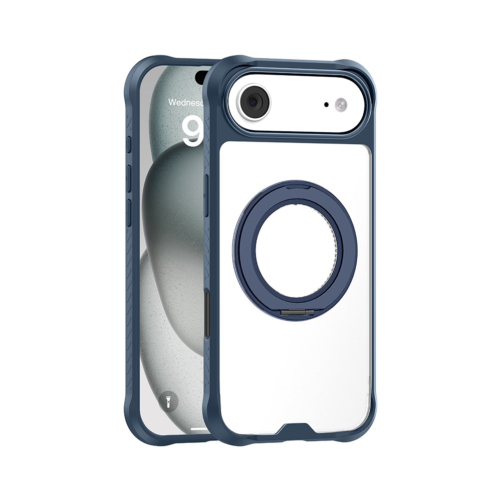 Apple iPhone 17 Air Kılıf M-safe Şarj Özellikli Parmak Ring Standlı Airbag Tasarımlı Mutural Obsidian Serisi Kapak