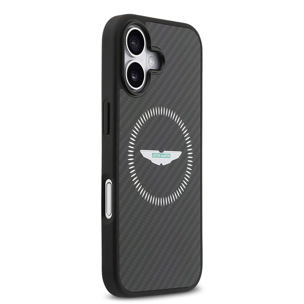 Apple iPhone 17 Kılıf Aston Martin Orjinal Lisanslı M-safe Şarj Özellikli Karbon Fiber Kapak
