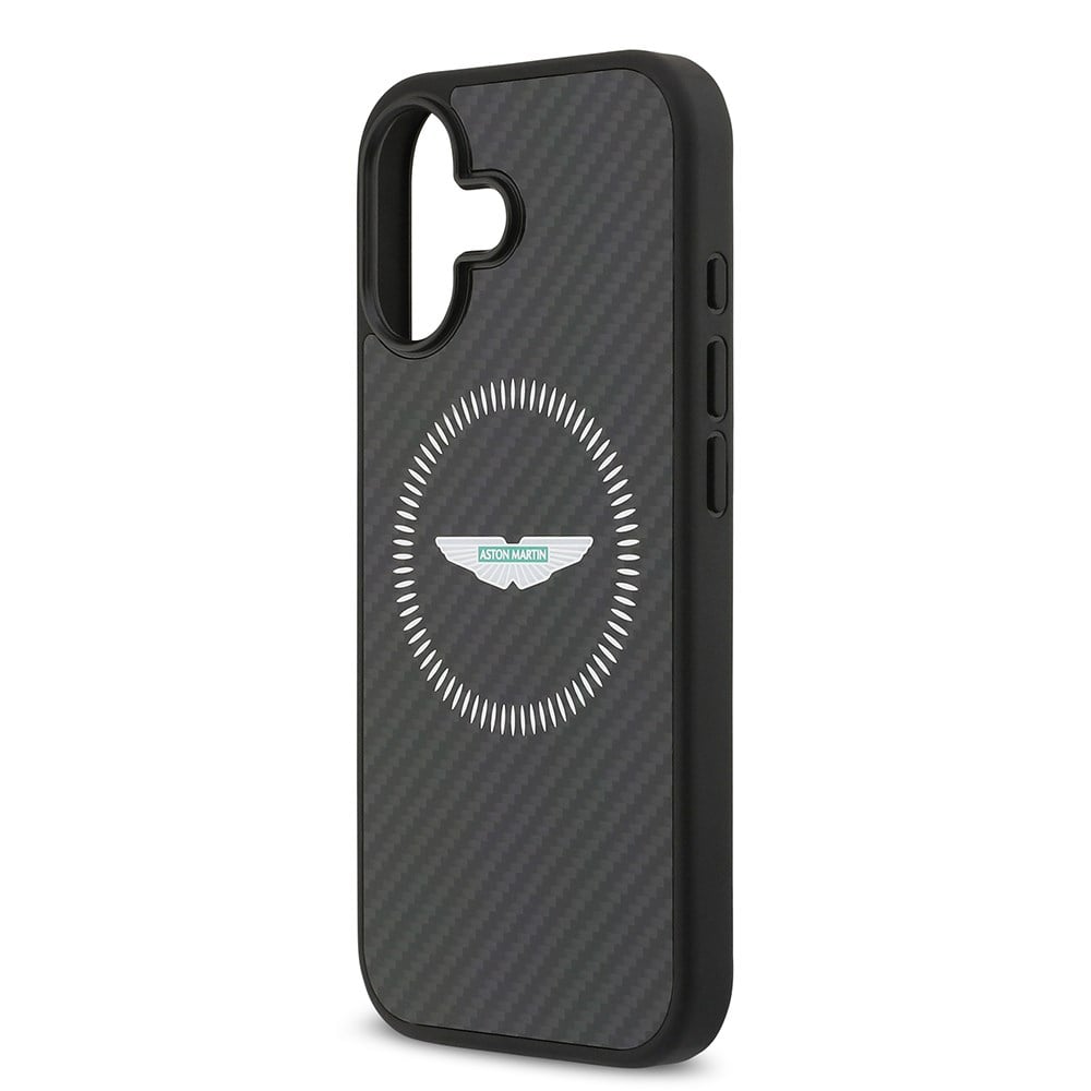 Apple iPhone 17 Kılıf Aston Martin Orjinal Lisanslı M-safe Şarj Özellikli Karbon Fiber Kapak
