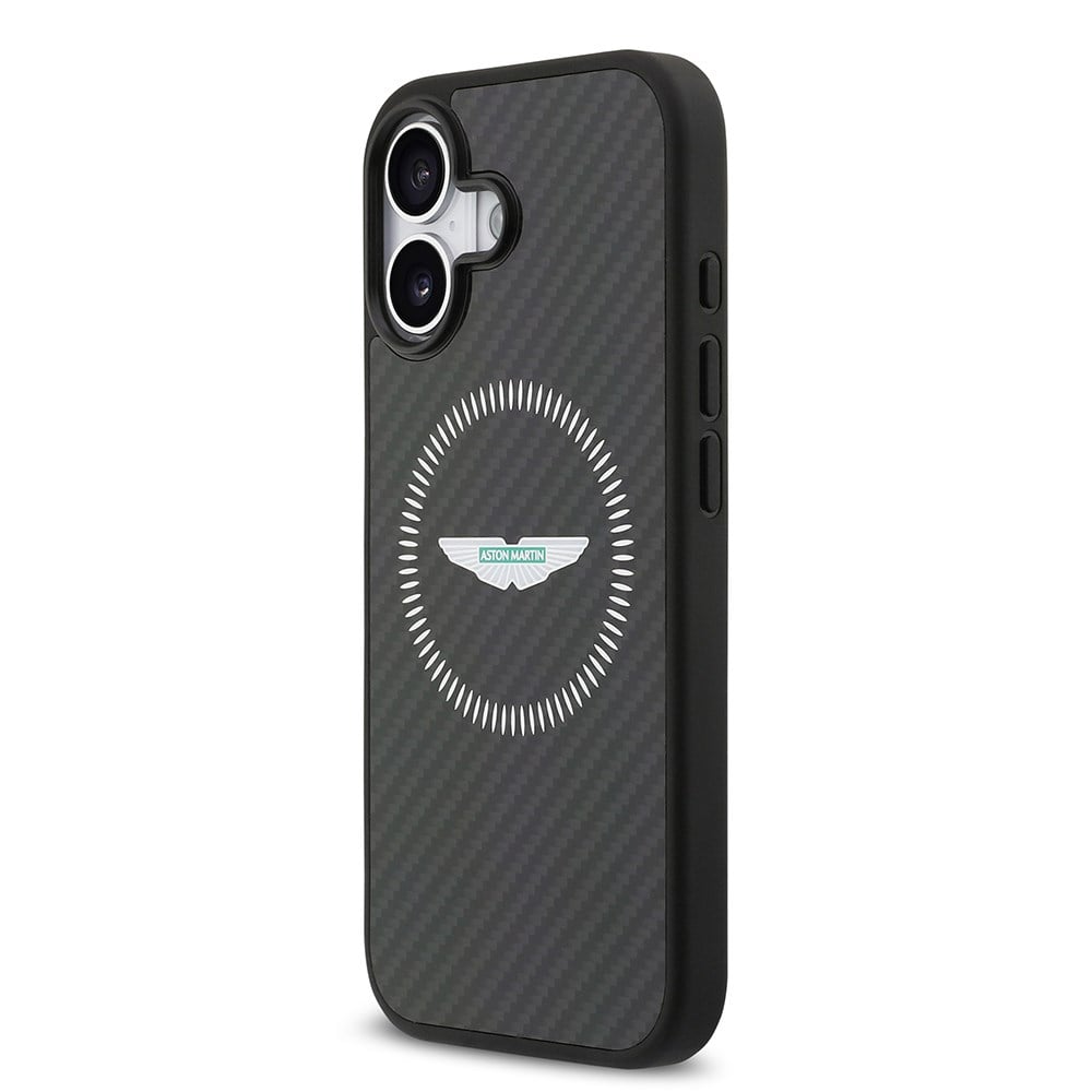 Apple iPhone 17 Kılıf Aston Martin Orjinal Lisanslı M-safe Şarj Özellikli Karbon Fiber Kapak