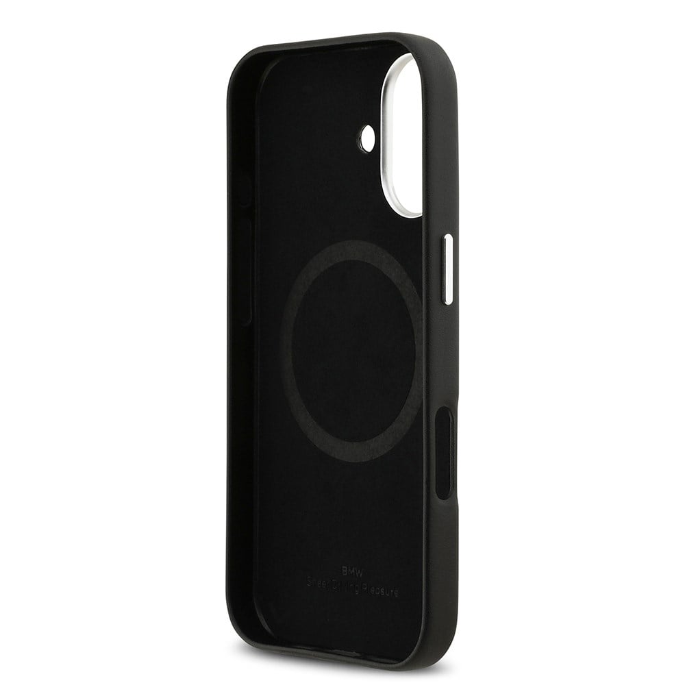 Apple iPhone 17 Kılıf BMW Orjinal Lisanslı M-safe Şarj Özellikli Metal Logolu Tam Kaplama Deri Kapak