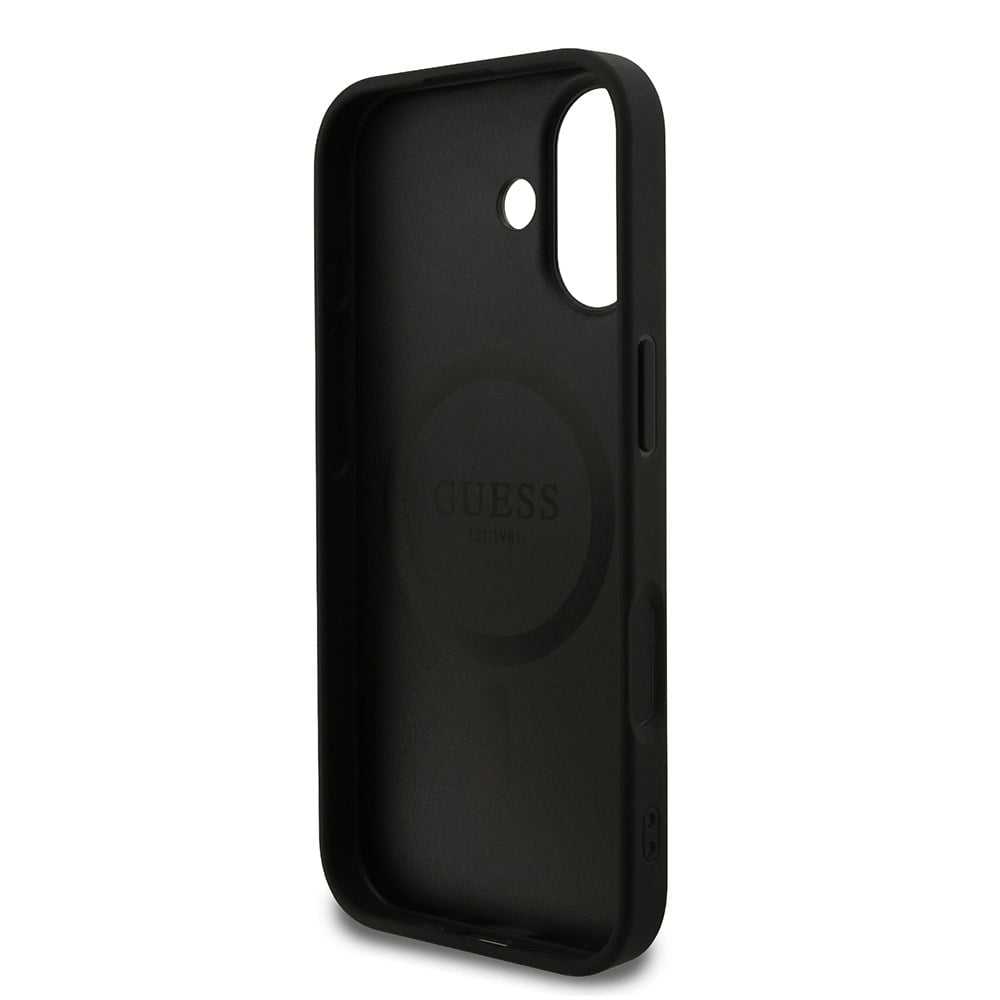 Apple iPhone 17 Kılıf Guess Orjinal Lisanslı M-safe Şarj Özellikli Yazı Logolu PU Deri Kapak