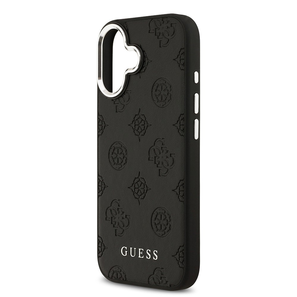 Apple iPhone 17 Kılıf Guess Orjinal Lisanslı M-safe Şarj Özellikli Sıcak Baskılı Klasik Yazı Logolu PU Deri Peony Kapak
