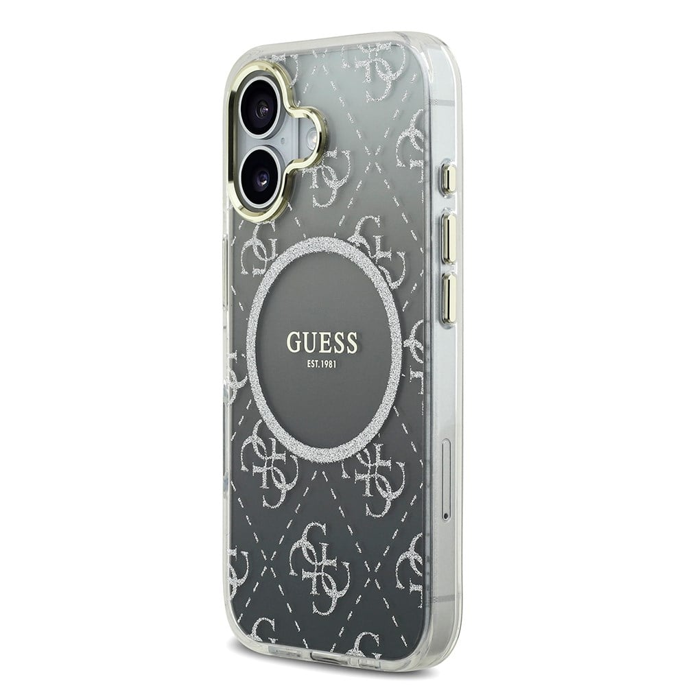 Apple iPhone 17 Kılıf Guess Orjinal Lisanslı M-safe Şarj Özellikli 4G Desenli Simli Silikon Kapak