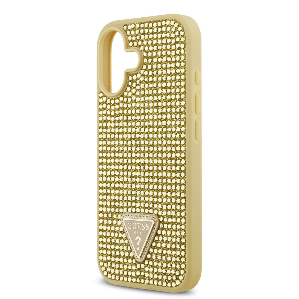 Apple iPhone 17 Kılıf Guess Orjinal Lisanslı Taşlı Arka Yüzey Üçgen Logolu Kapak
