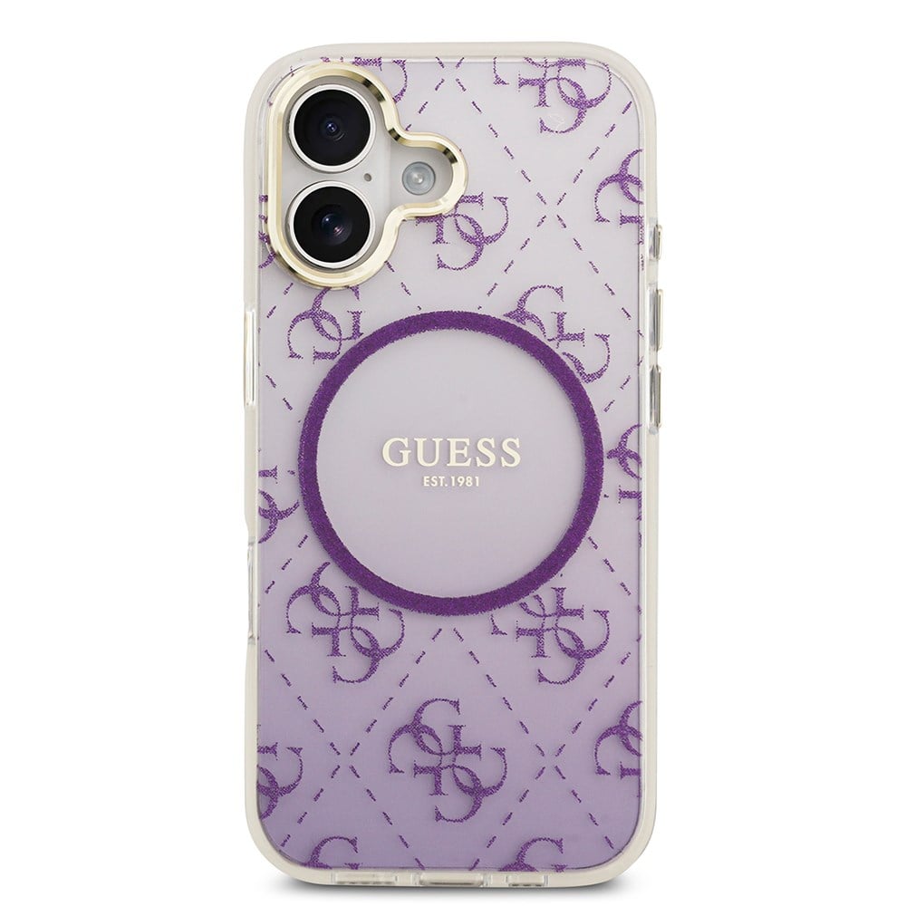 Apple iPhone 17 Kılıf Guess Orjinal Lisanslı M-safe Şarj Özellikli 4G Desenli Simli Silikon Kapak