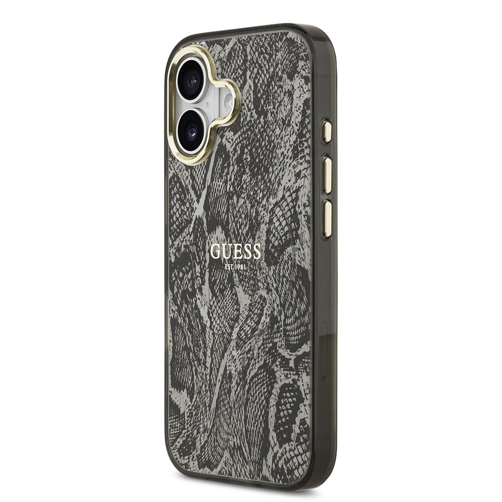 Apple iPhone 17 Kılıf Guess Orjinal Lisanslı M-safe Şarj Özellikli Yazı Logolu Python Desenli Kapak