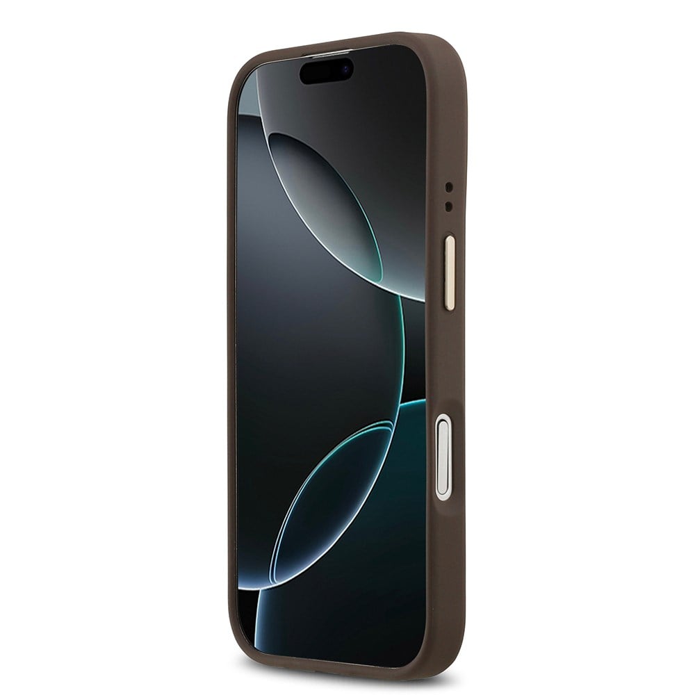 Apple iPhone 17 Kılıf Guess Orjinal Lisanslı M-safe Şarj Özellikli Sıcak Baskılı Yazı Logolu PU Deri Peony Kapak