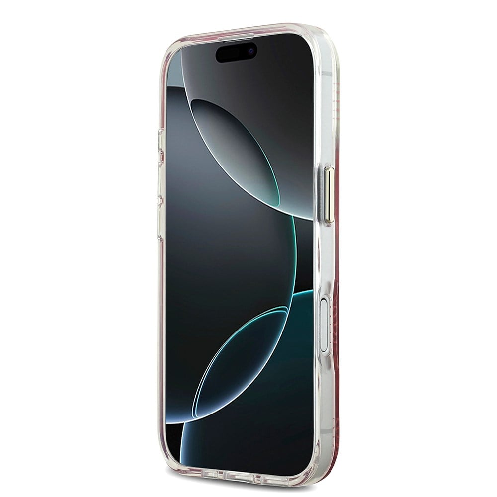 Apple iPhone 17 Kılıf Guess Orjinal Lisanslı M-safe Şarj Özellikli Simli Peony Desenli Silikon Kapak