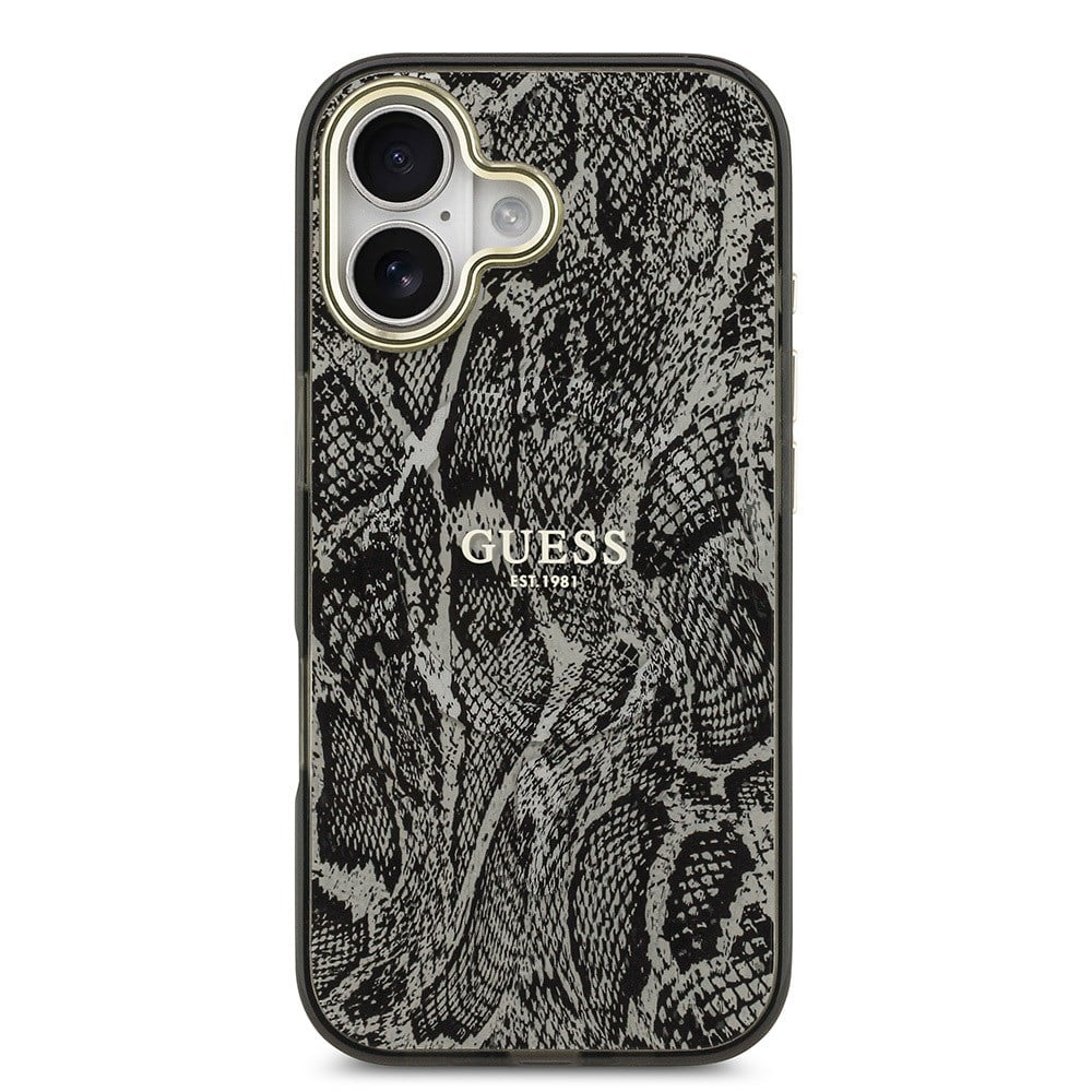 Apple iPhone 17 Kılıf Guess Orjinal Lisanslı M-safe Şarj Özellikli Yazı Logolu Python Desenli Kapak